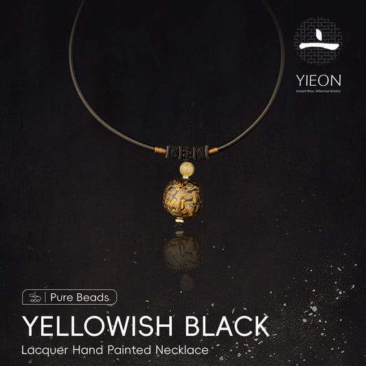 Yellowish Black (Pure Beads) Lacquer Hand Painted Necklace