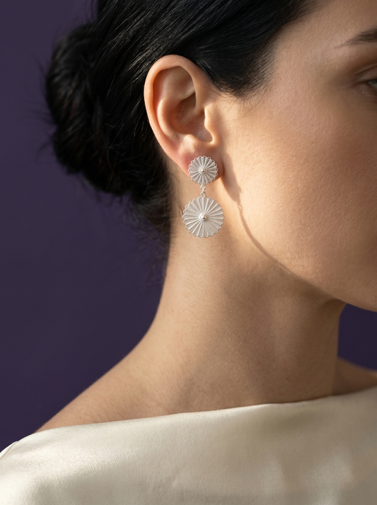 Halo Filigree Inlay Earring worn by a model