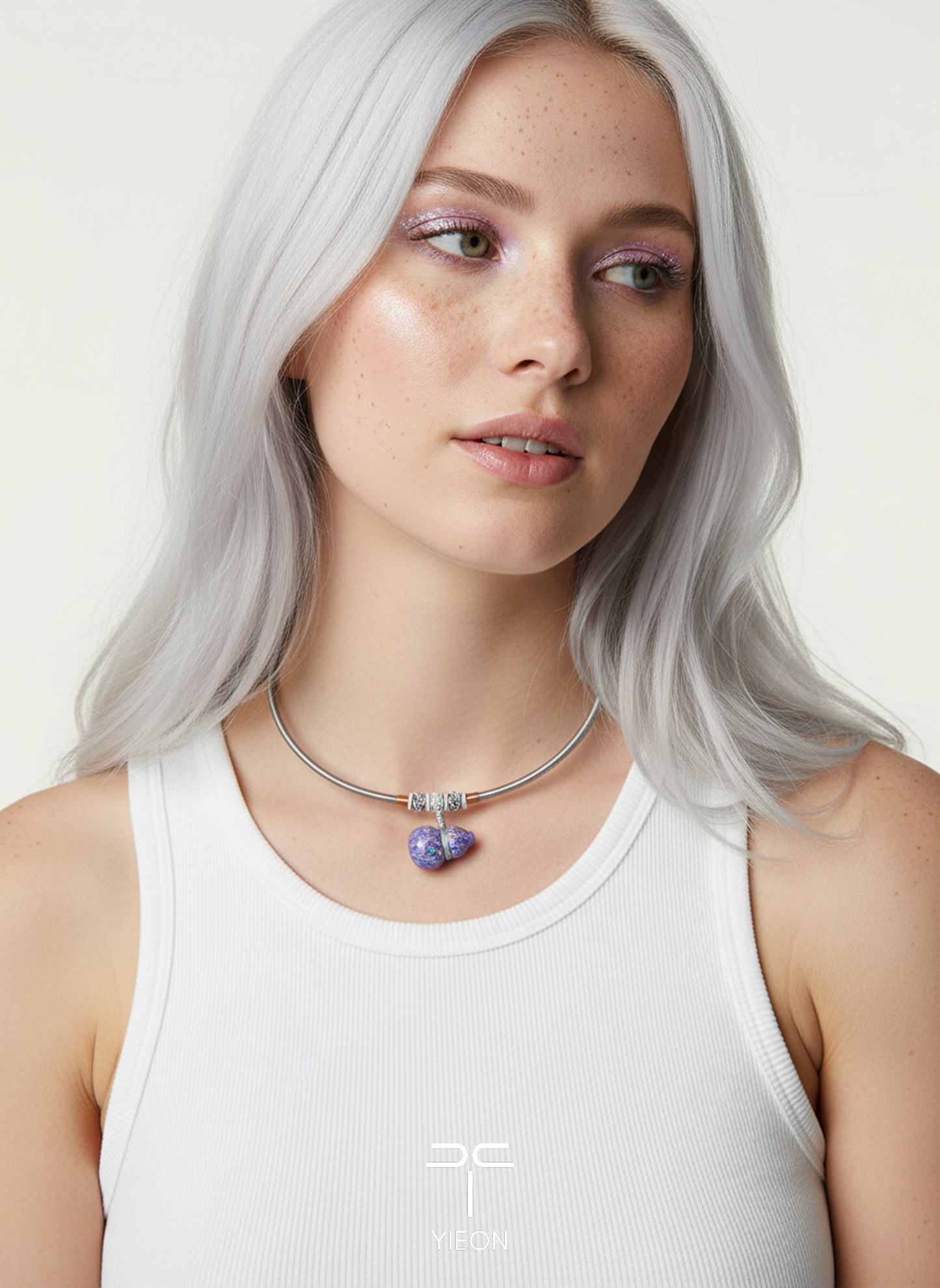 Lavender Maze (Fulu) Daqi Lacquer Hand Painted Necklace