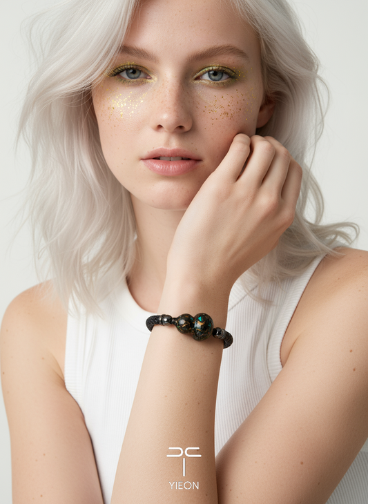 Starlit Dark (Fulu) Daqi Lacquer Hand Painted Bracelet