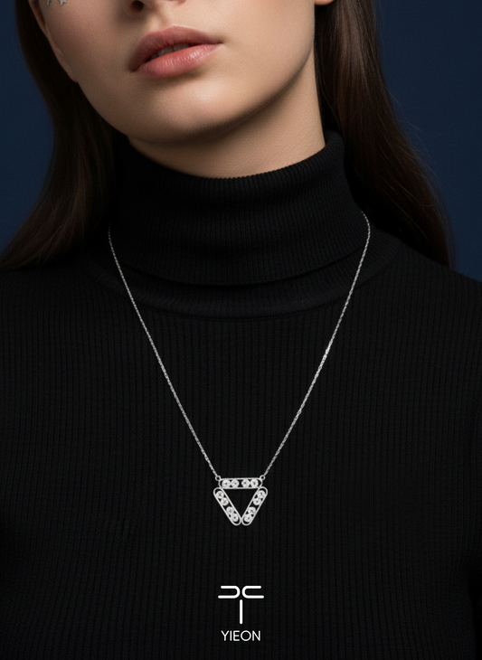 Inverted Pyramid (Starry Sky) Filigree Inlay Necklace