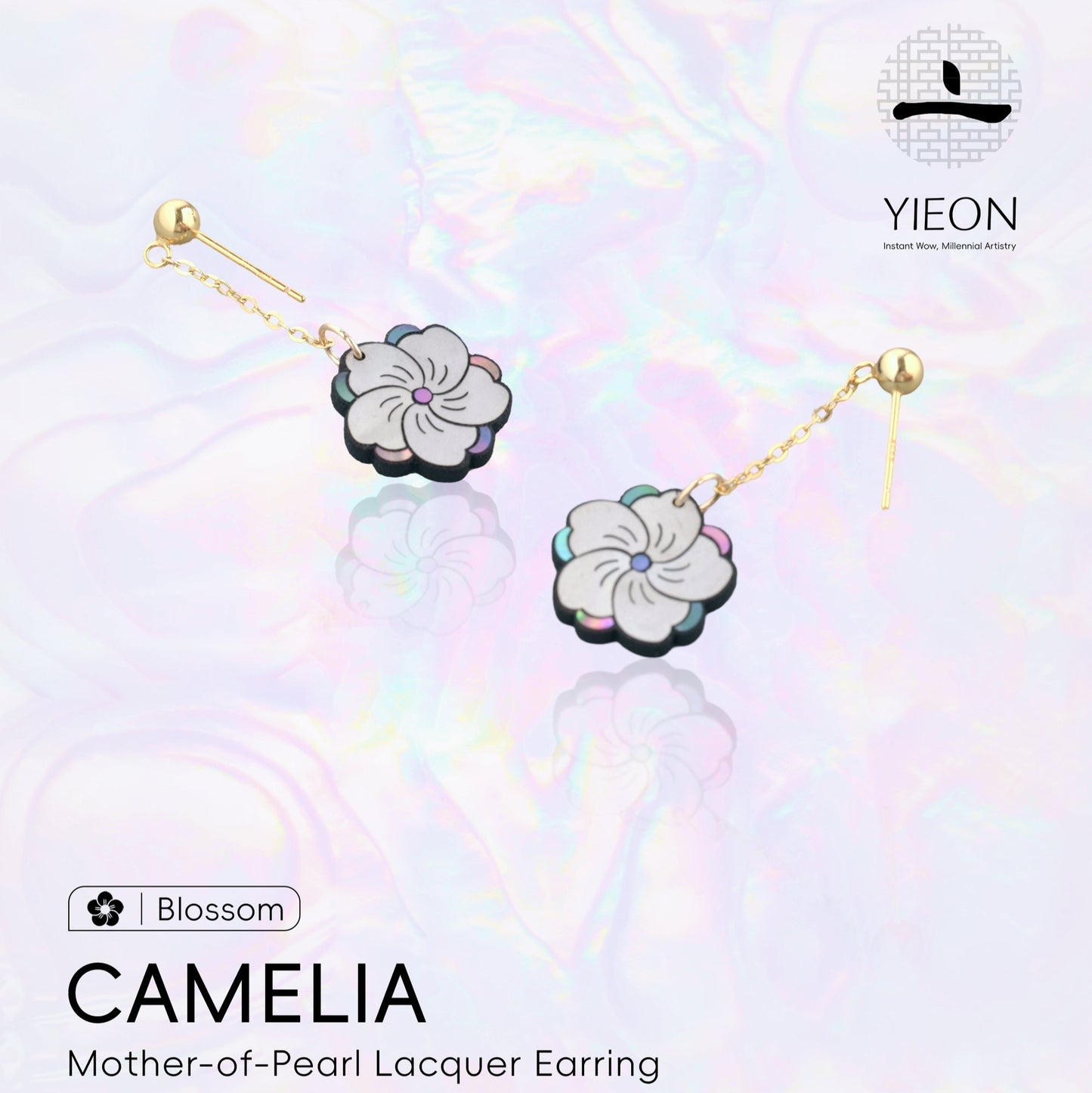 Camellia (Blossom) Mother-of-Pearl Lacquer Earring
