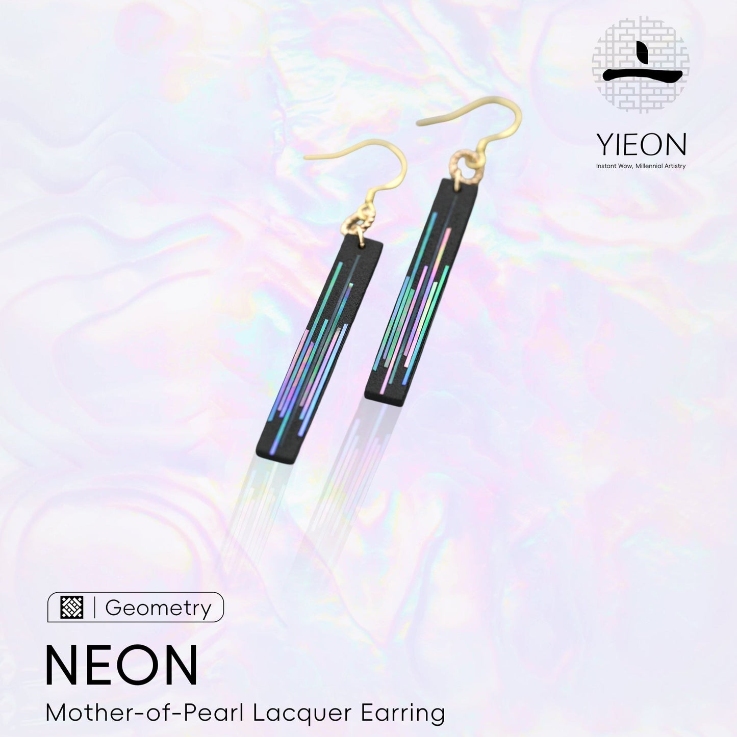 Matrix Neon Cube (Neon Code) Mother-of-Pearl Lacquer Earring