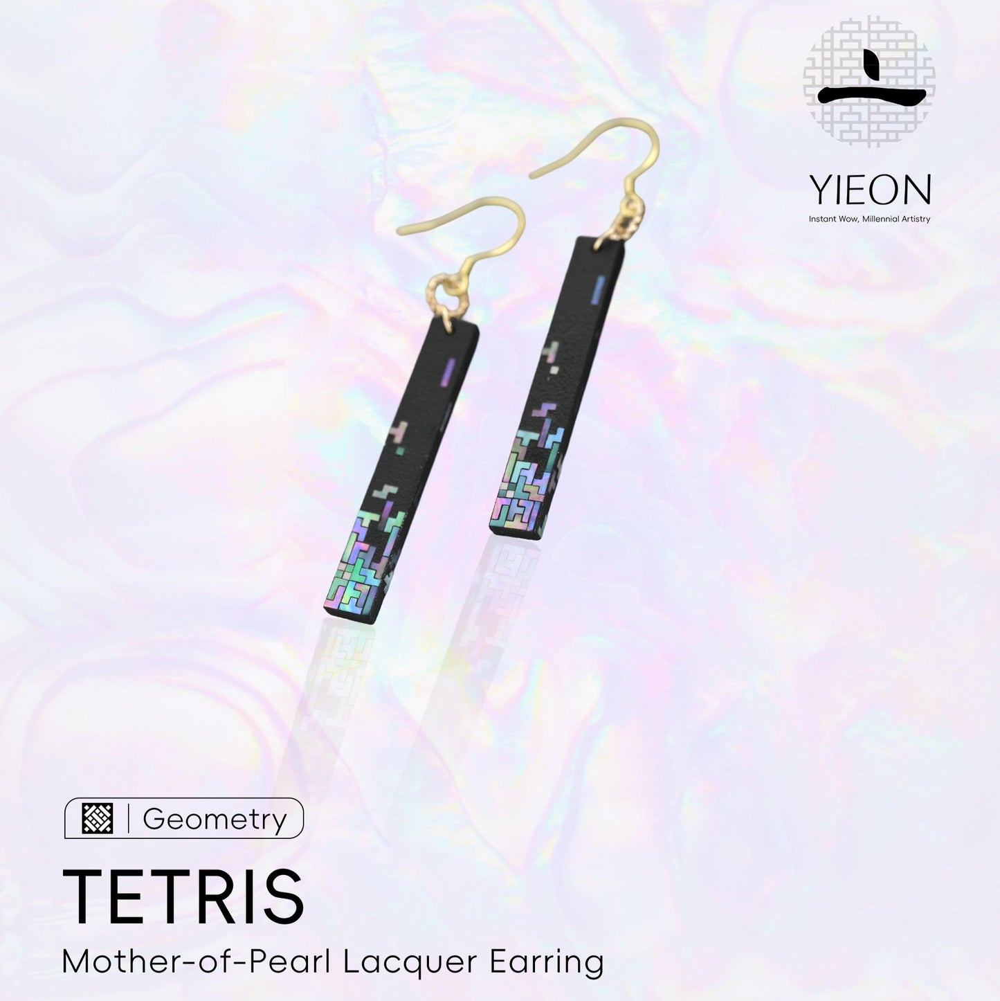 Data Neon Corridor (Neon Code) Mother-of-Pearl Lacquer Earring
