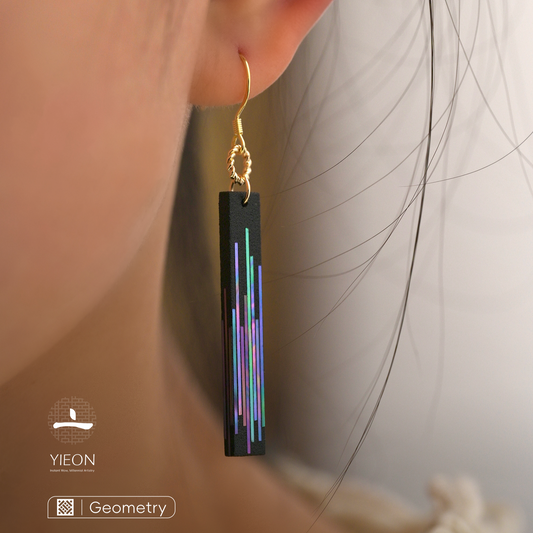 Matrix Neon Cube (Neon Code) Mother-of-Pearl Lacquer Earring