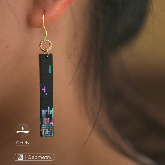 Data Neon Corridor (Neon Code) Mother-of-Pearl Lacquer Earring