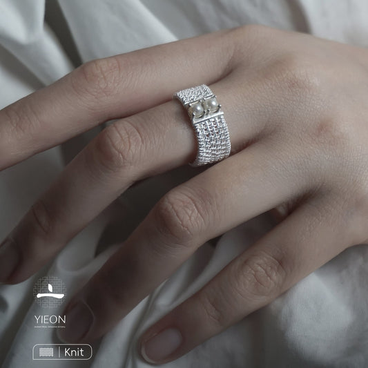 Pearl Silk Net (Knit) Filigree Inlay Ring
