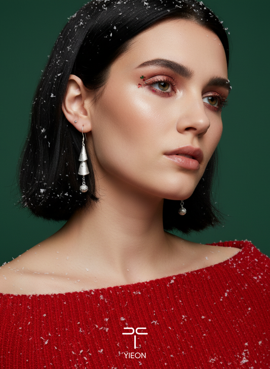 Christmas Tree Filigree Inlay Earring A