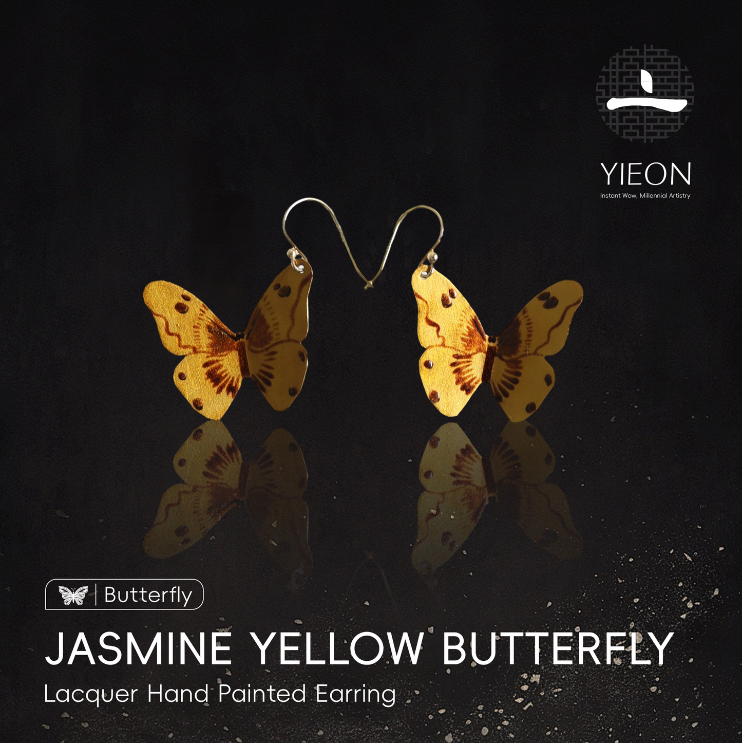 Jasmine Yellow Butterfly (Butterfly) Lacquer Hand Painted Earring