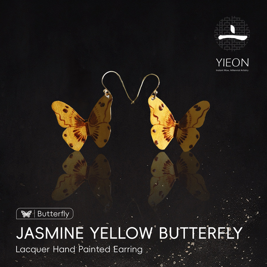 Jasmine Yellow Butterfly (Butterfly) Lacquer Hand Painted Earring