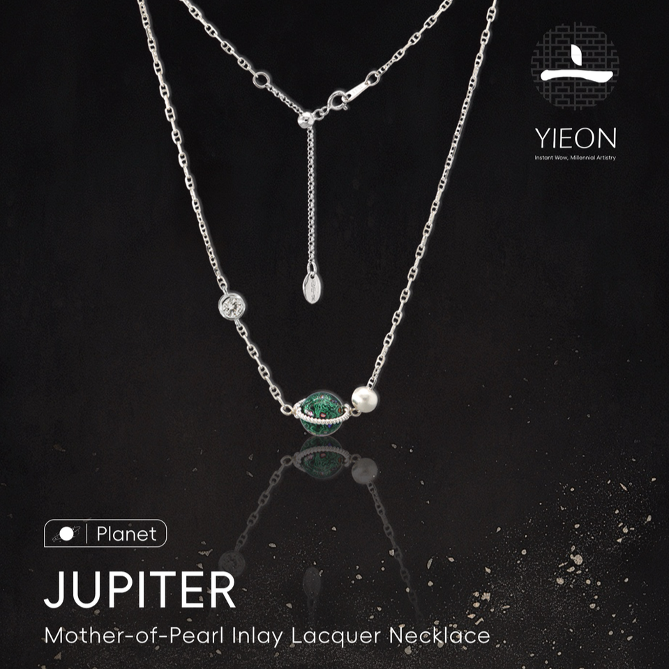 Jupiter (Planet) Mother-of-Pearl Inlay Lacquer Necklace