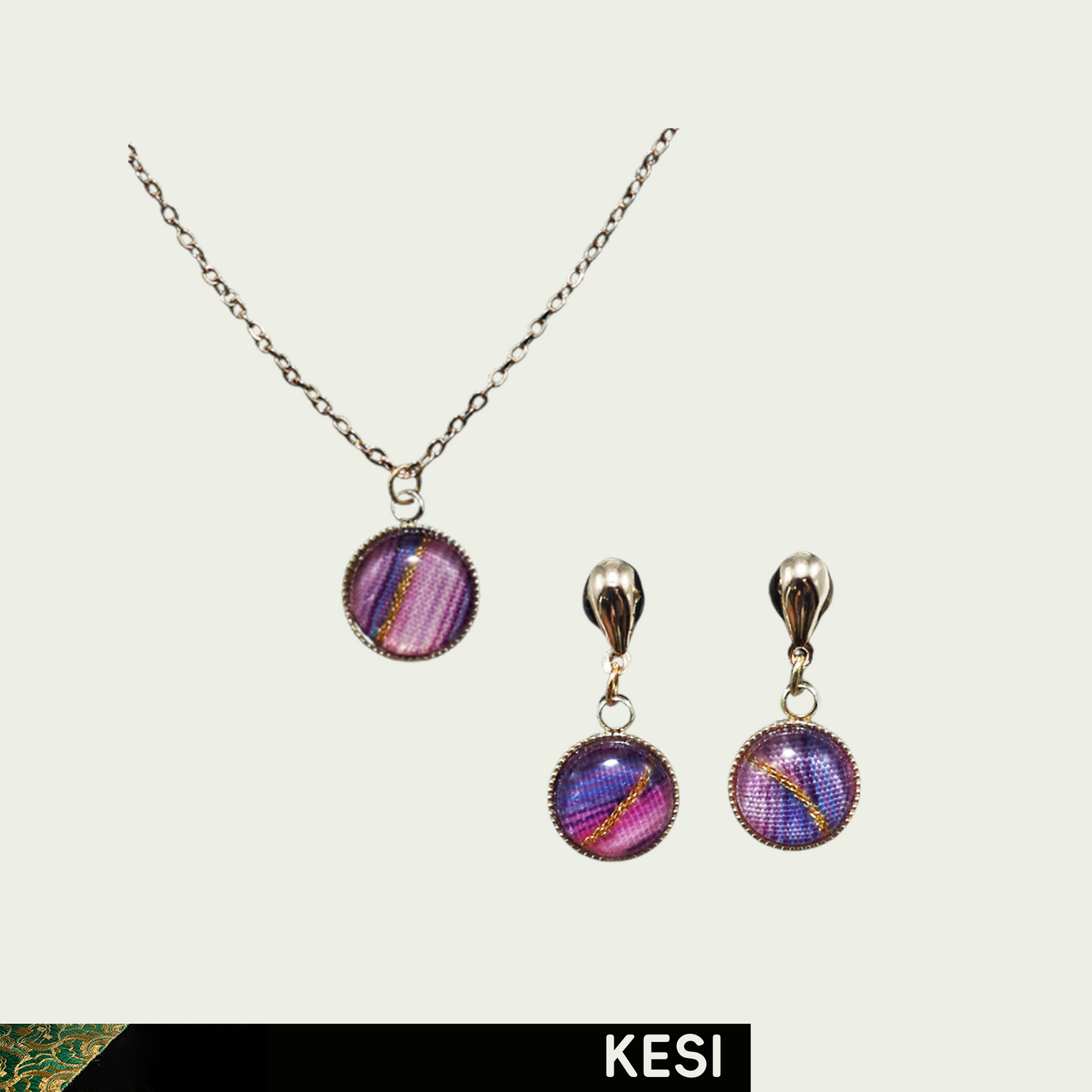 Round Hue Kesi Necklace & Earring Set