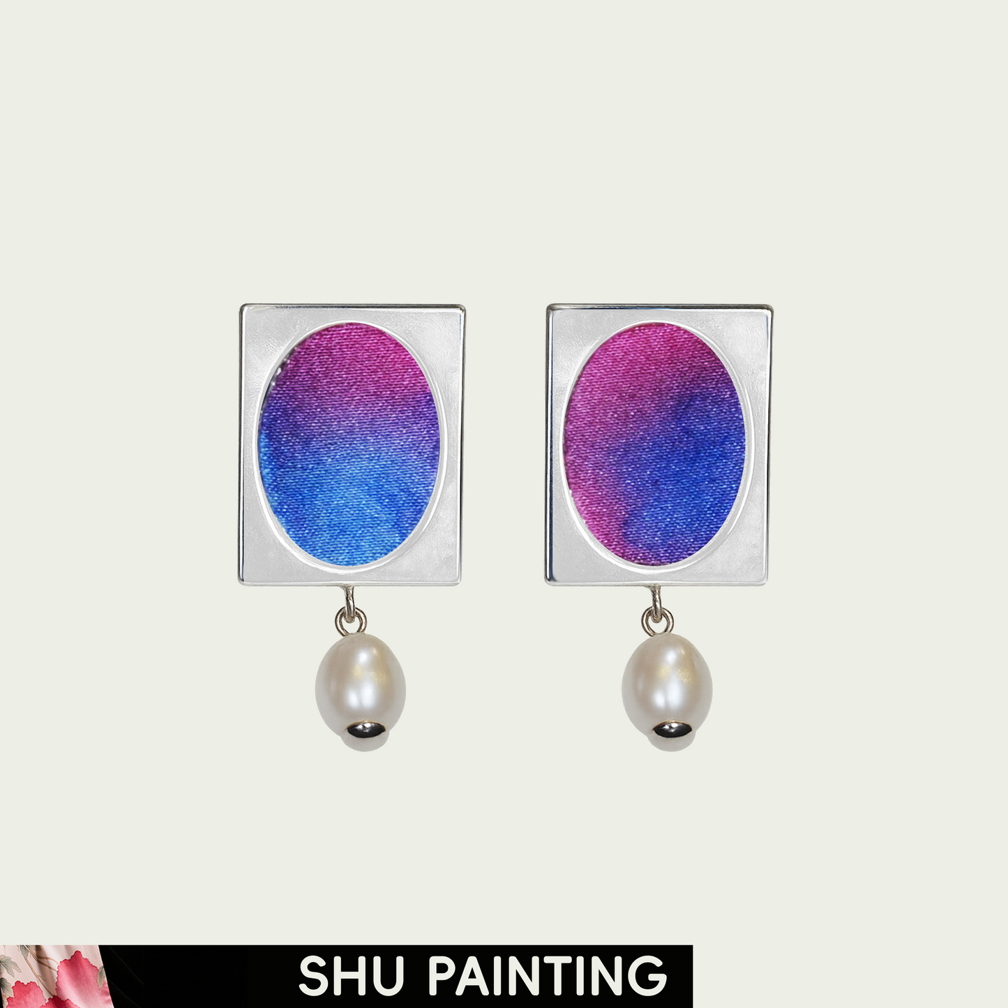 Violet Stream (Window View) Shu Painting Earring
