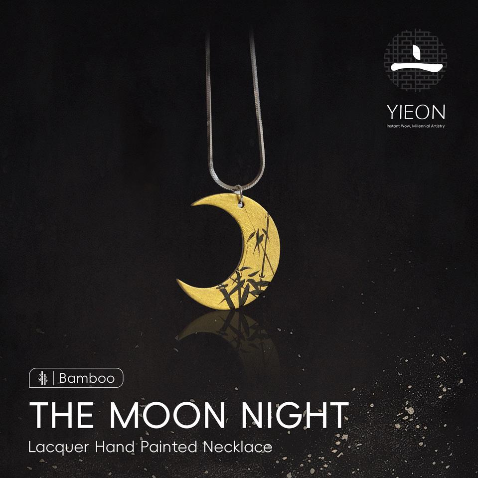 The Moon Night (Bamboo) Lacquer Hand Painted Necklace