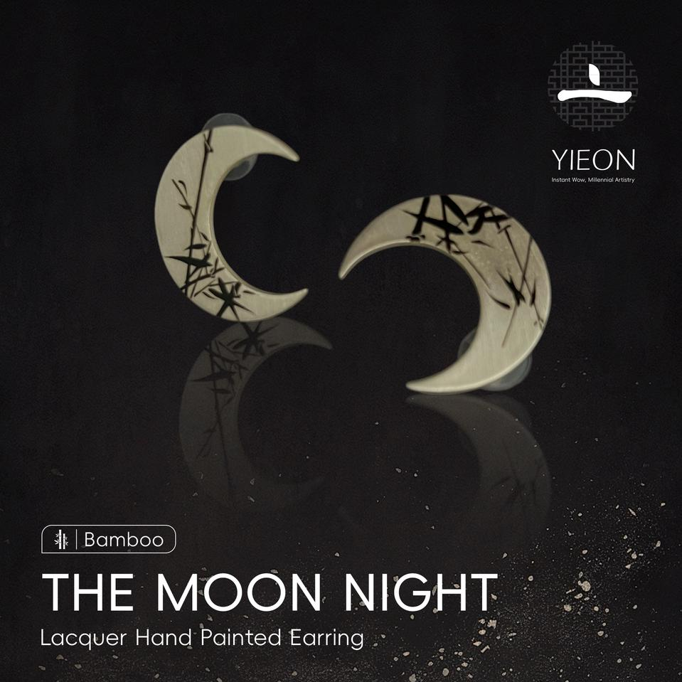 The Moon Night (Bamboo) Lacquer Hand Painted Earring