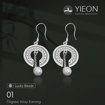01 (Lucky Beads) 
Filigree Inlay Earring