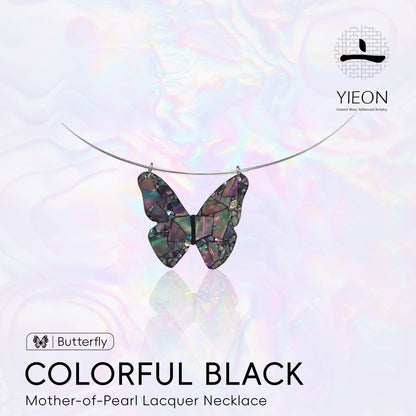 Colorful Black (Butterfly) Mother-of-Pearl Lacquer Necklace