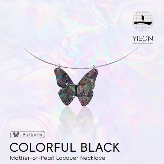 Colorful Black (Butterfly) Mother-of-Pearl Lacquer Necklace