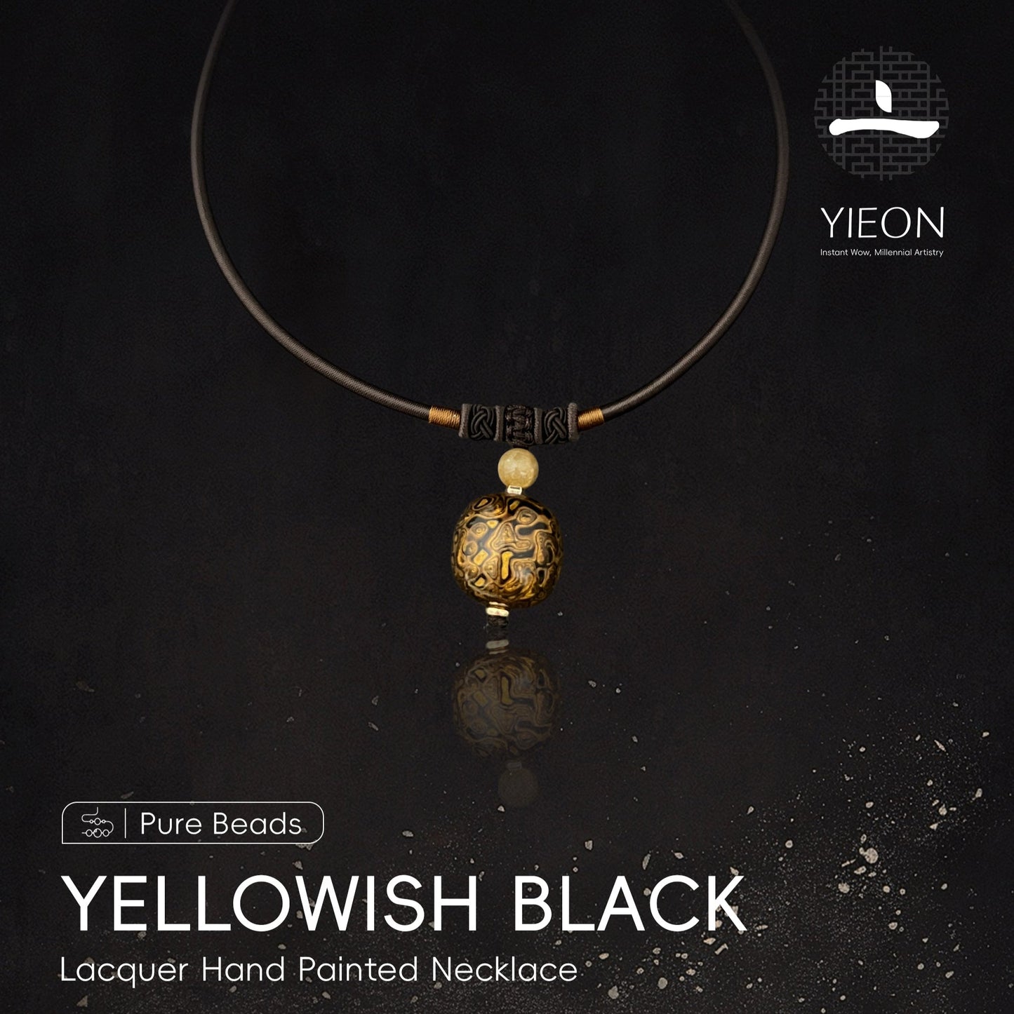 Yellowish Black (Pure Beads)  Lacquer Hand Painted Necklace