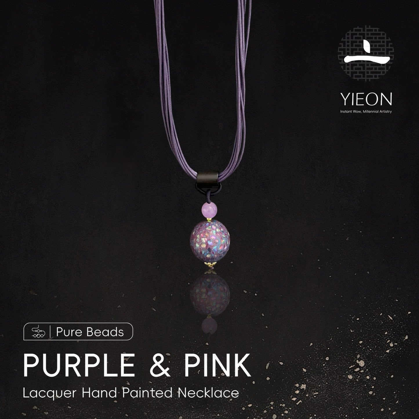 Purple & Pink (Pure Beads) Daqi Lacquered Hand Painted Necklace