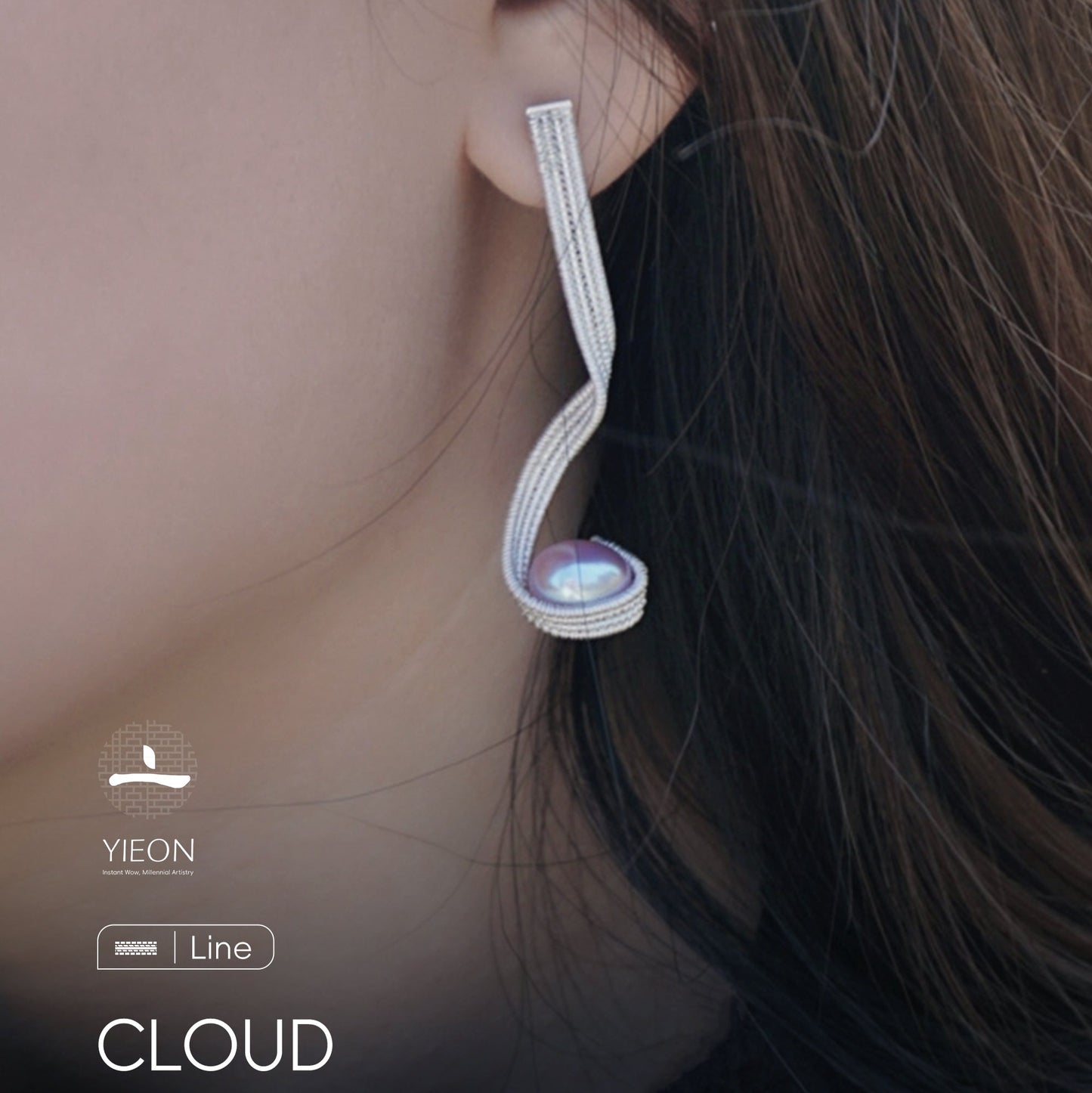 Cloud (Line) Filigree Inlay Earring