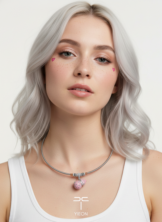 Heart Beat (Fulu) Daqi Lacquer Hand Painted Necklace