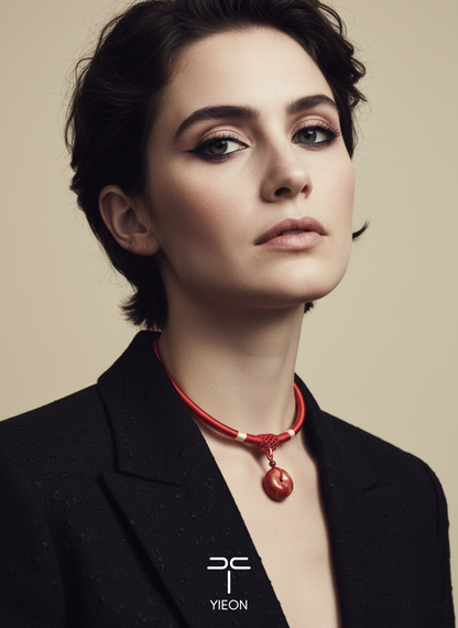 Scarlet (Peace Buckle) Daqi Lacquered Hand Painted Necklace