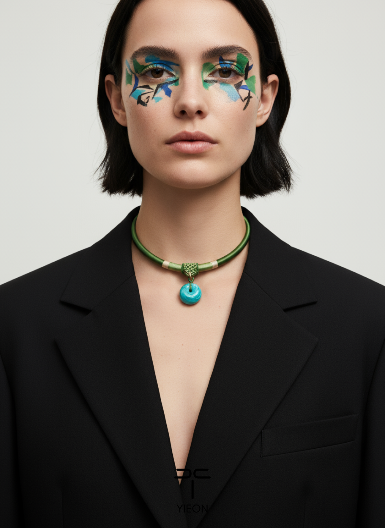 Picasso Spring Green (Peace Buckle) Daqi Lacquered Hand Painted Necklace