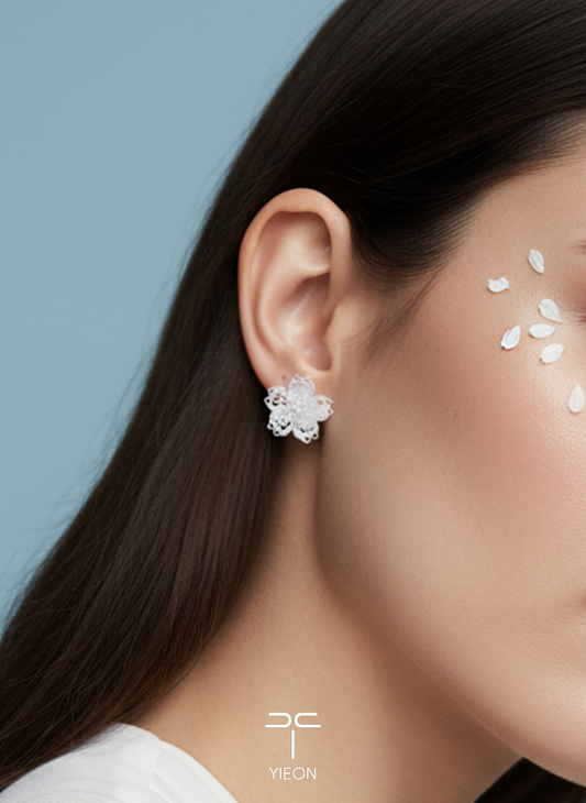 Sakura (Blossoms) Filigree Inlay Ear Stud