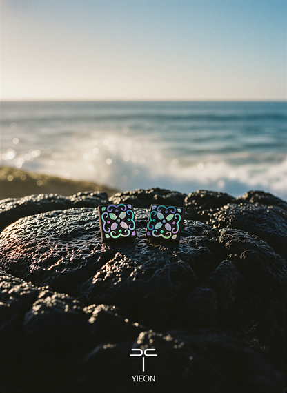 Celestial Sigil (Eastern Totem) Mother-of-Pearl Lacquer Ear Stud