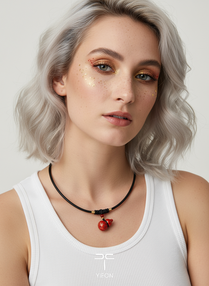 Cracked Red (Fulu) Daqi Lacquered Hand Painted Necklace