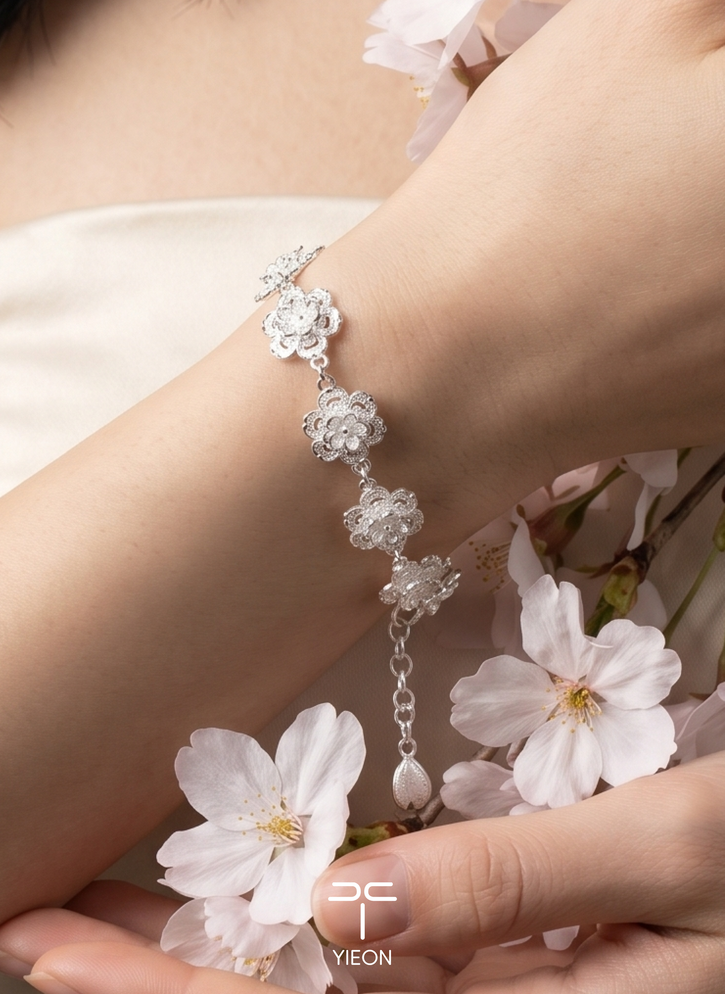 Sakura (Blossoms) Filigree Inlay Bracelet