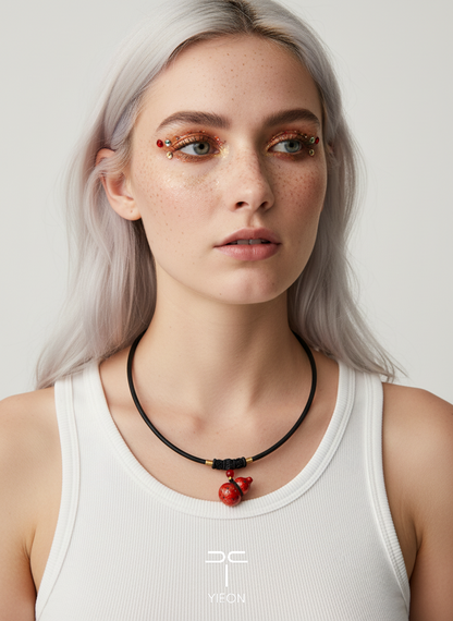 Cracked Red (Fulu) Daqi Lacquered Hand Painted Necklace