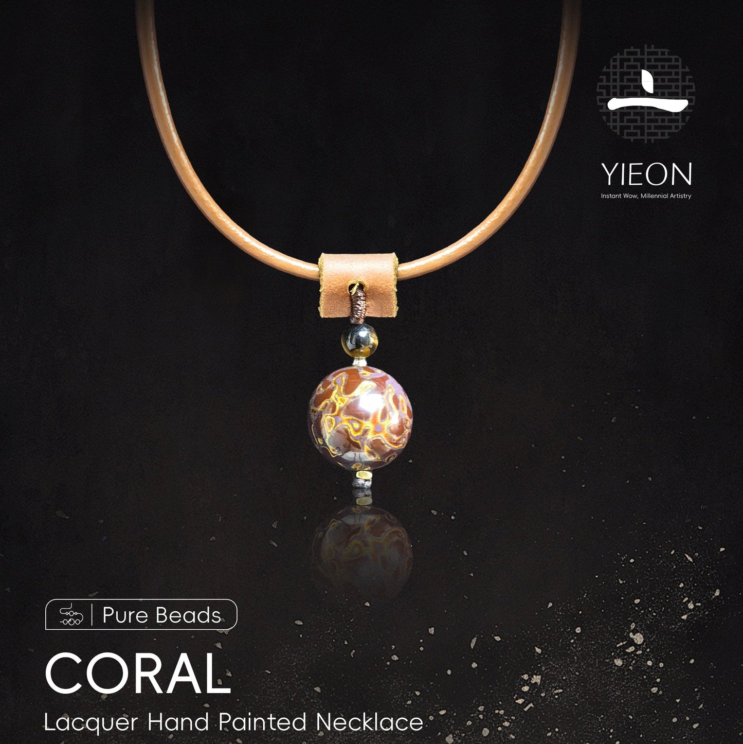 Coral (Pure Beads) Lacquer Hand Painted Necklace