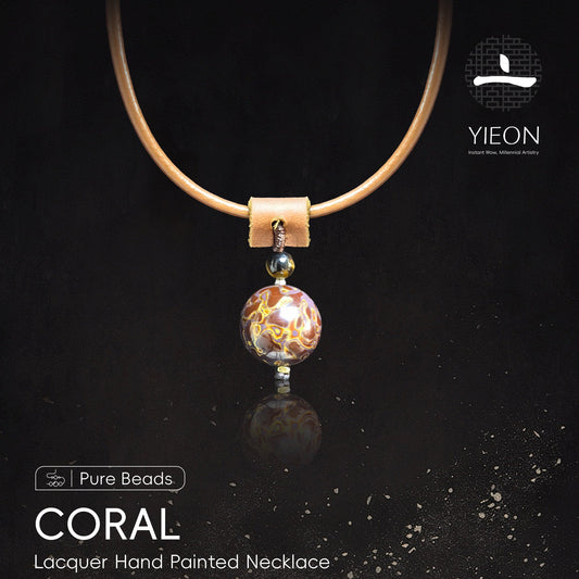 Coral (Pure Beads) Lacquer Hand Painted Necklace