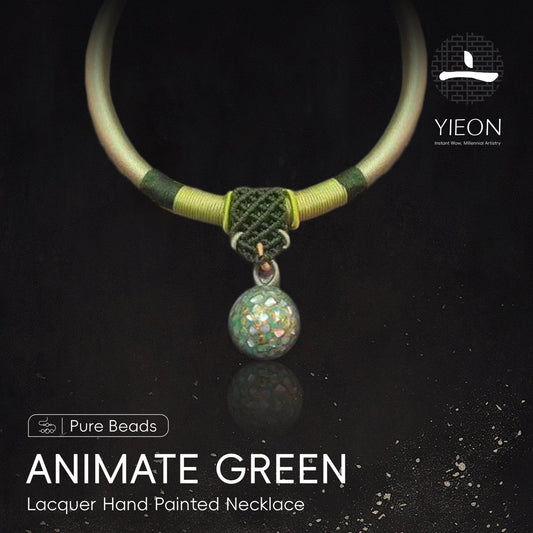 Animate Green (Pure Beads) Lacquer Hand Painted Necklace