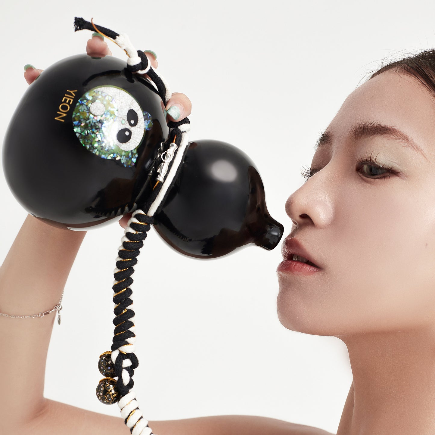 Tai Chi Panda Daqi Lacquered Hand Painted Fulu Bottle