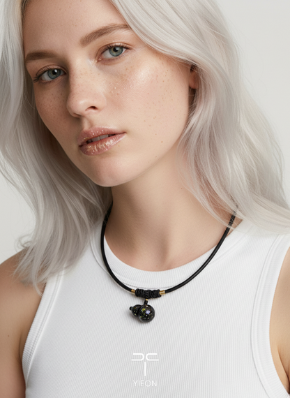 Starlit Dark (Fulu) Daqi Lacquer Hand Painted Necklace