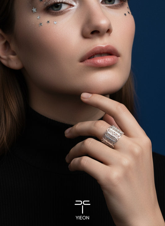 Milky Way (Starry Sky) Filigree Inlay Ring