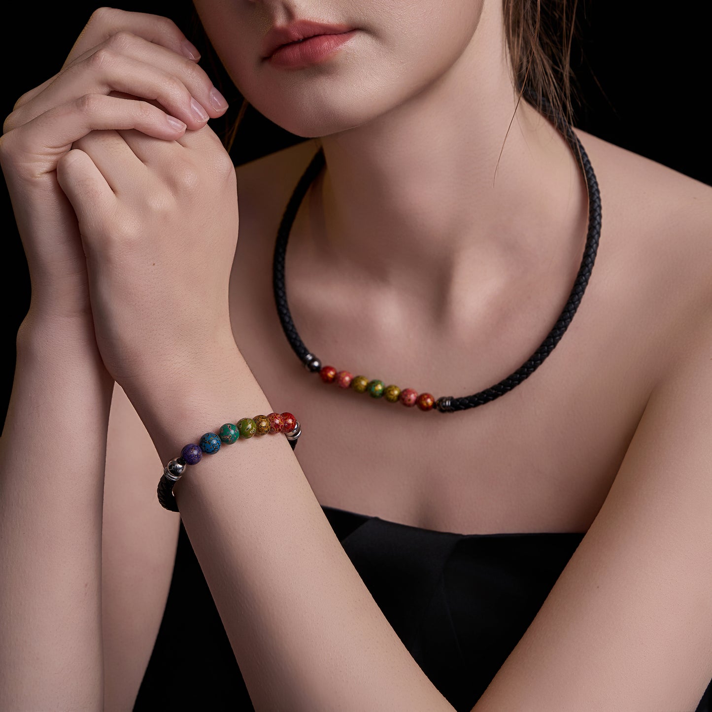 Rainbow (Lucky Charm) Daqi Lacquered Hand Painted Necklace