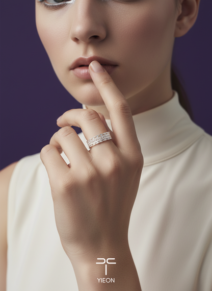 Beautiful in White Filigree Inlay Ring