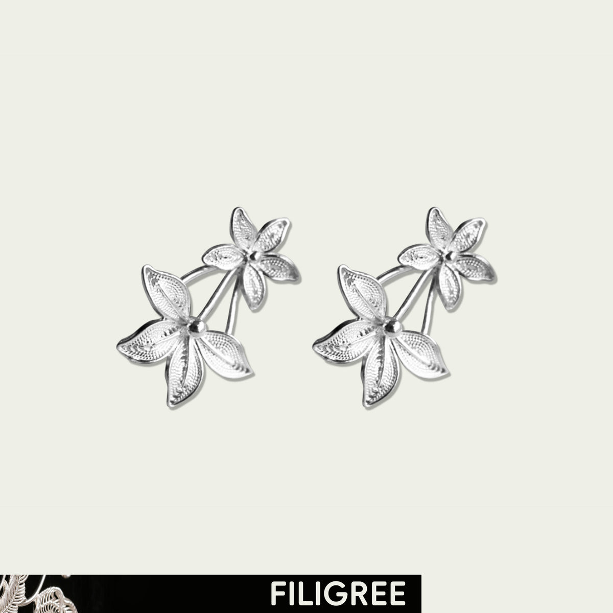Stars silver filigree ear studs