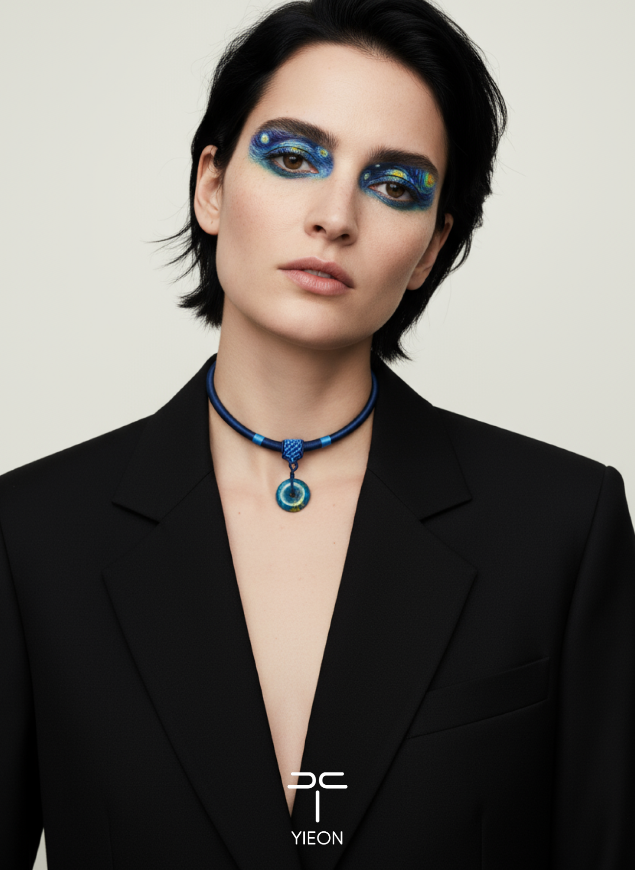 Starry Blue (Peace Buckle) Daqi Lacquered Hand Painted Necklace