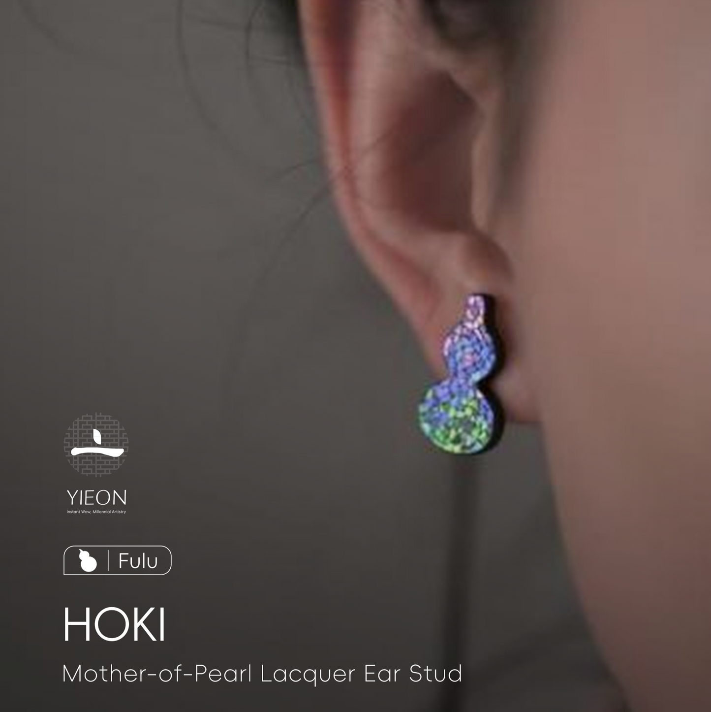 Hoki (Fulu) Mother-of-Pearl Lacquer Ear Stud