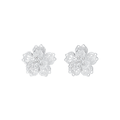 Sakura (Blossoms) Filigree Inlay Ear Stud