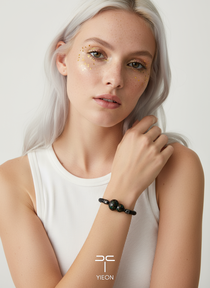 Starlit Dark (Fulu) Daqi Lacquer Hand Painted Bracelet