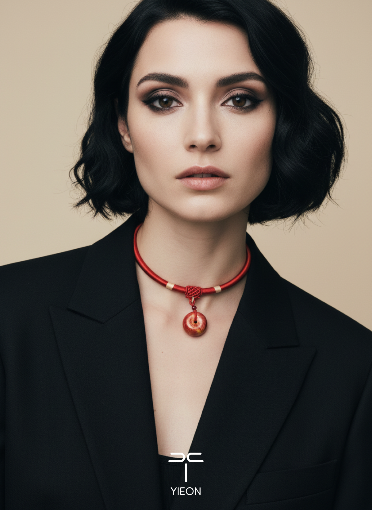 Scarlet (Peace Buckle) Daqi Lacquered Hand Painted Necklace