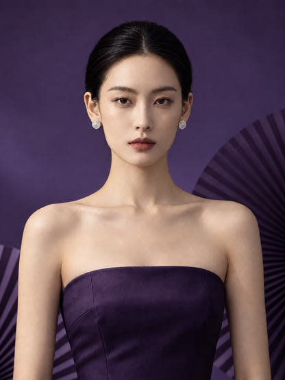 Halo (Sun) Filigree Inlay Earring worn by a model