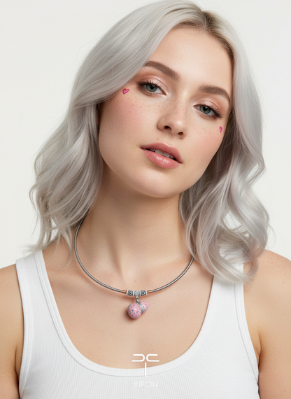 Heart Beat (Fulu) Daqi Lacquer Hand Painted Necklace