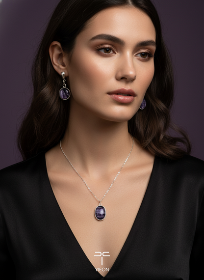 Oval Hue Kesi Necklace & Earring Set